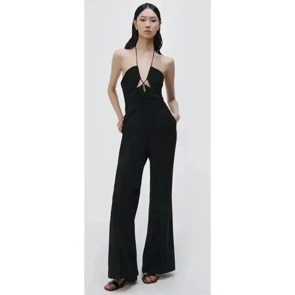 SIMKHAI GALA PLISSE CUT OUT BLACK JUMPSUIT NEW NWT! - Picture 2 of 11